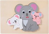 Houten dieren puzzel - Koala - 8 stukjes - Vanaf 2 jaar - Kinderpuzzel - Educatief montessori speelgoed - Grapat en Grimms style