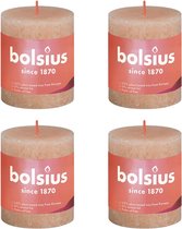 4 bougies pilier rustique Bolsius rose 68 (35 heures) Eco Shine Misty Pink
