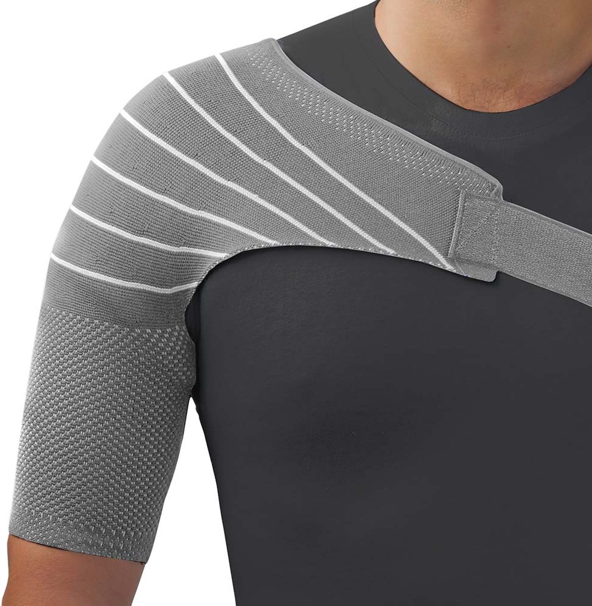 Uriel - Schouderbrace - Schouderbandage Grijs - Ondersteuning bij Schouderklachten - Unisex - Past Links & Rechts - Maat S