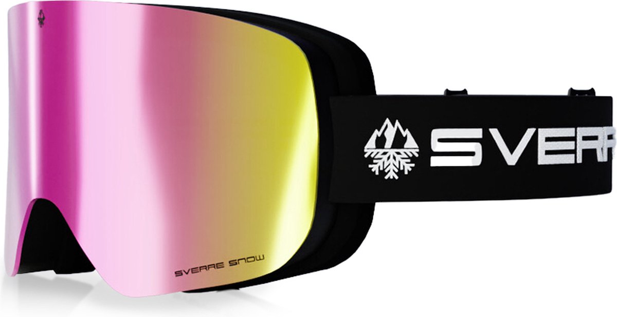 Skibril met roze magnetische lens - Anti-condens - Voor heren en dames - Inclusief harde beschermcase - 100% UVA & UVB bescherming