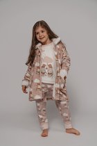 Mira - Zachte roze kamerjas in fleece met schattige beertjesprint - 8 jaar