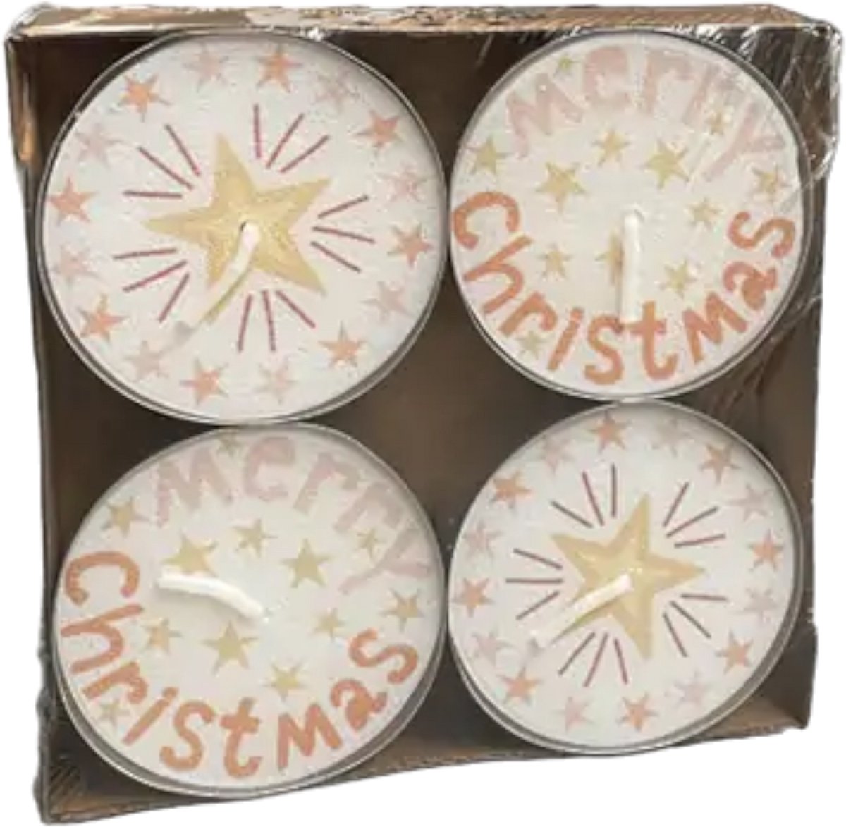 Rustik Lys - Waxinelichtjes met print 'Merry X-Mas' - Set van 4