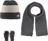 Kitti 3-Delig Winter Set | Muts (Beanie) met Fleecevoering - Sjaal - Handschoenen | 4-8 Jaar Jongens | K23170-12-02 | Anthracite