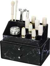 KG - Set de rangement de maquillage marbre noir / commode / organiseur de cosmétiques - avec 2 tiroirs / grande capacité / motif marbre / idéal comme boîte de rangement pour accessoires et produits cosmétiques