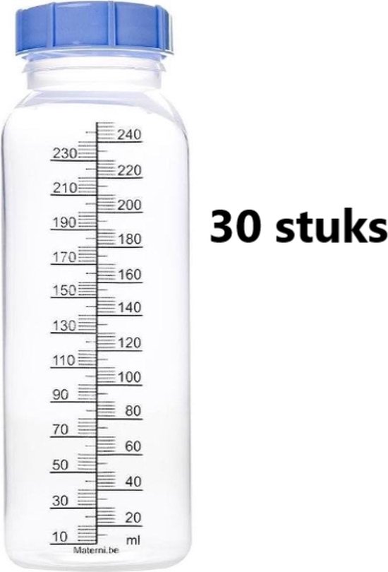 30x Materni Moedermelkflessen 240 ml met dop tbv borstvoeding van Nuk — afbeelding 2