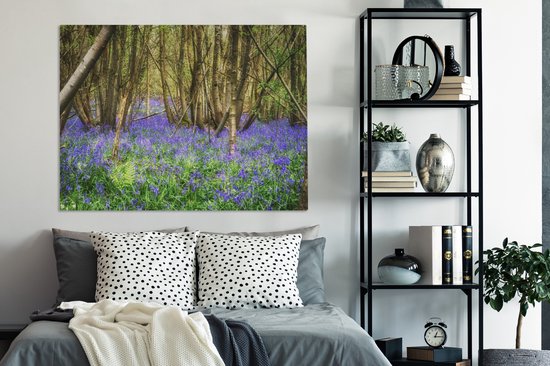 Peintures sur toile - Tapis de jacinthes étoilées dans une forêt - 120x90 cm - Décoration murale