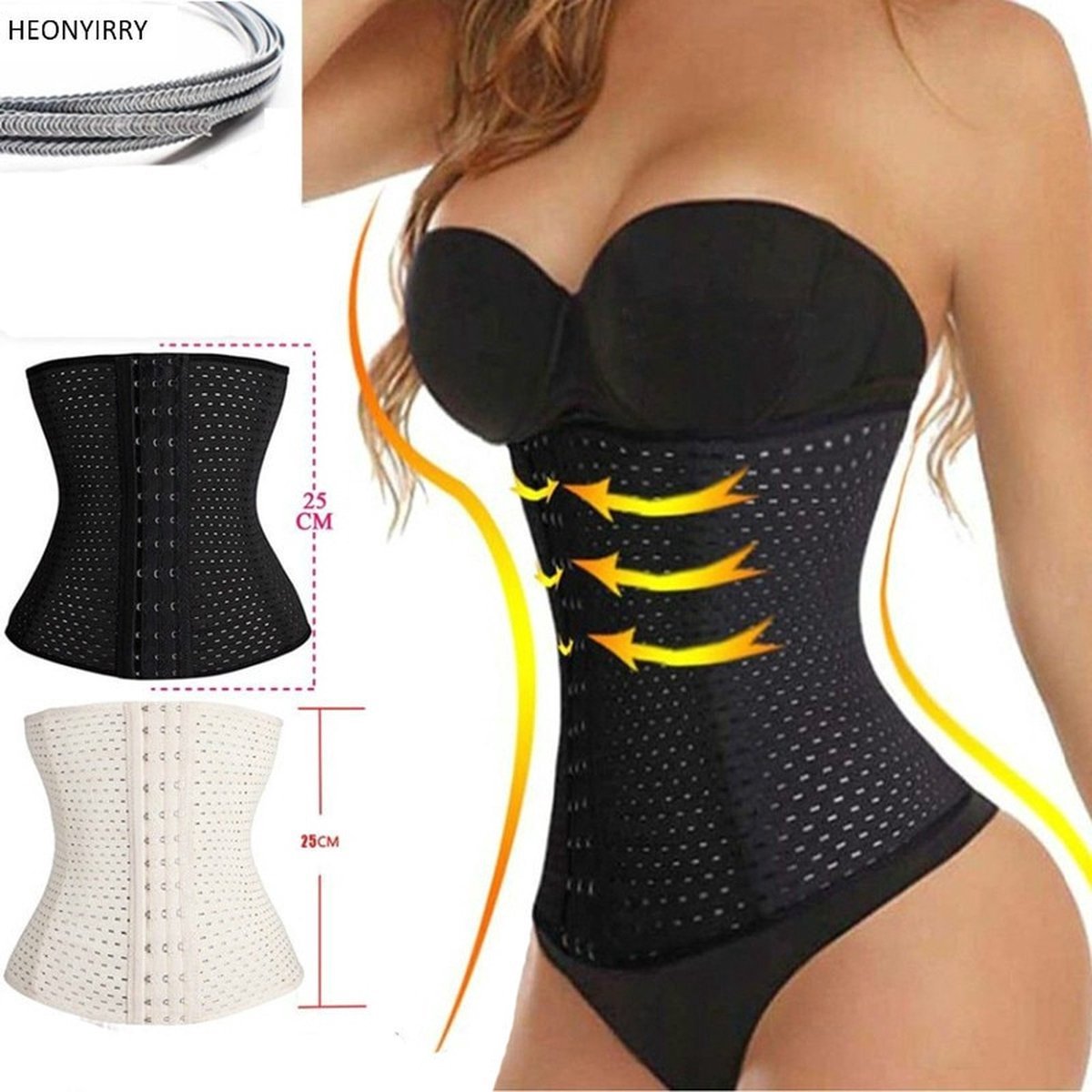 Jumada's - Slanke Taille met Sexy Figuur: Vrouwen Taille Trainer - M Maat - Zwart Korset - Afvallen - Lichaamscorrectie Corset - Waist Shaper - Afslanken - Corsage - Korsetten - Jumada