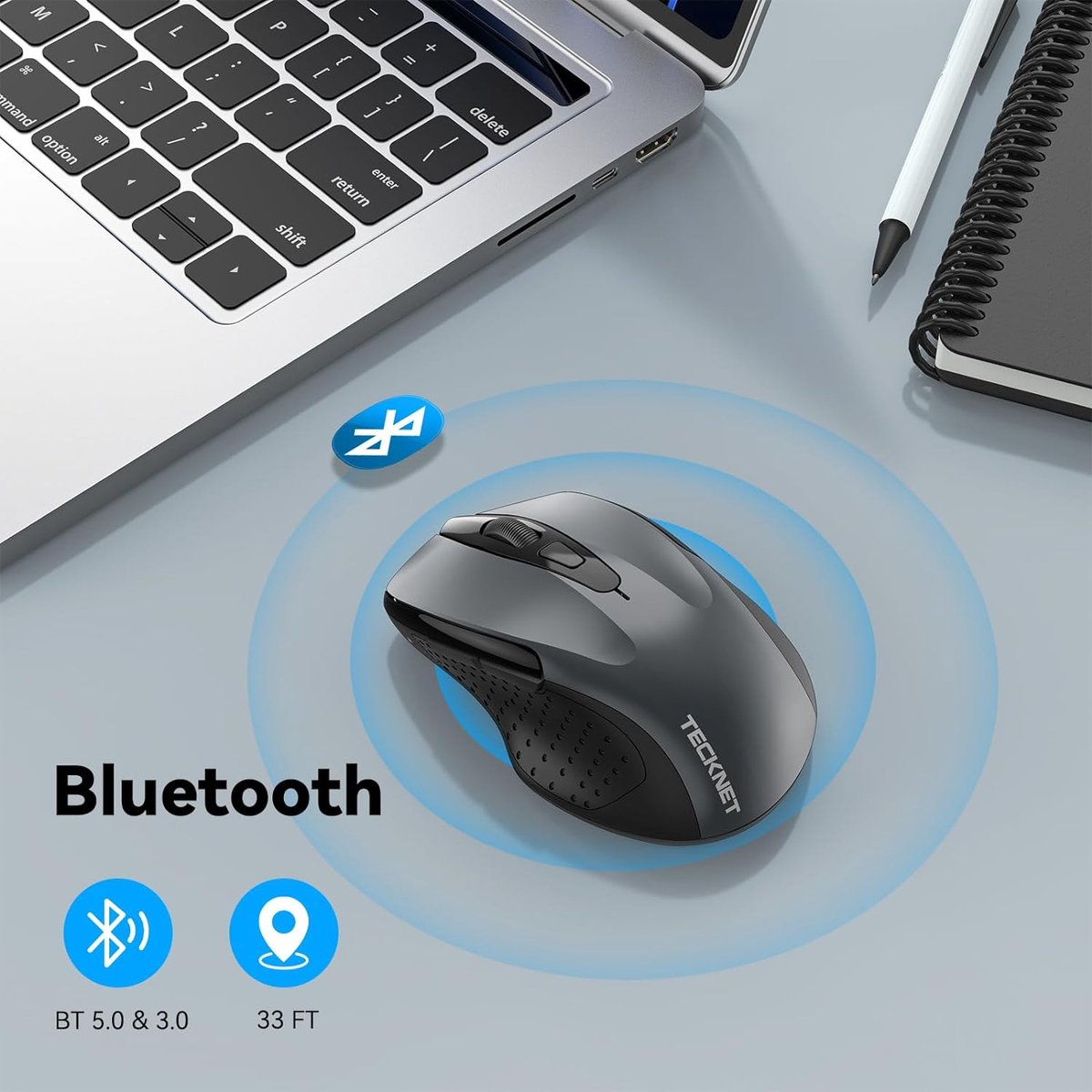 TeckNet Souris Bluetooth Souris sans Fil pour Windows et Mac, 2600DPI,  Autonomie de la Batterie de 12 Mois, 5 Niveaux de DPI réglabl - Cdiscount  Informatique