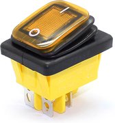 Orbit Electronic® Wipschakelaar ON-OFF - 4-pins - 30x22mm - 30A 250V - Spat Waterdicht - KCD4-201-30 - Geel