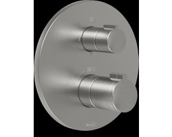 Blaufoss Smartbox Round thermostatische inbouw douchekraan 2 functies Brushed CoolMetal incl. inbouwelement