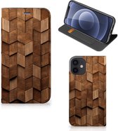 Book Wallet Case Geschikt voor iPhone 12 Mini Wooden Cubes