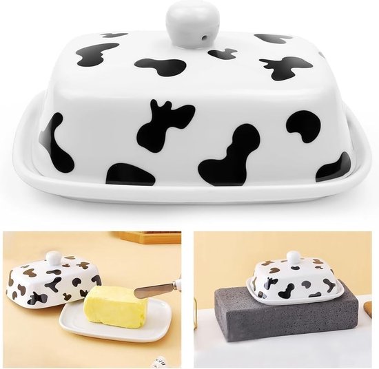 Grand Beurrier En Porcelaine Henten Home Avec Couvercle - Capacité 250 G, Design Classique, Vert Avocat, Lave Grand Beurrier En Porcelaine Henten Home Avec Couvercle - Capacité 250 G, Design Classique, Vert Avocat, Lave