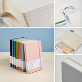 Gestippeld notitieboek, A5 hardcover dagboek met premium, 100 g/m², dik papier, 192 pagina's, binnenzak, elastische band, kunstleren omslag, 14,5 x 21,3 cm (grijs)