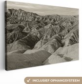 Canvas Schilderij Sepia van Zabriskie Point Californië druk - 90x60 cm - Wanddecoratie