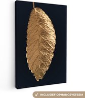 Canvas Schilderij Zwart - Blad - Goud - 80x120 cm - Wanddecoratie