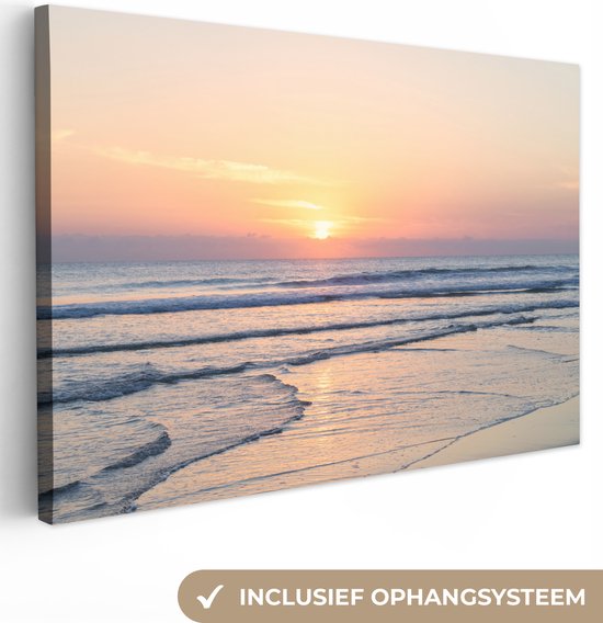 Canvas Schilderijen - Zee - Pastel - Zon - Wanddecoratie