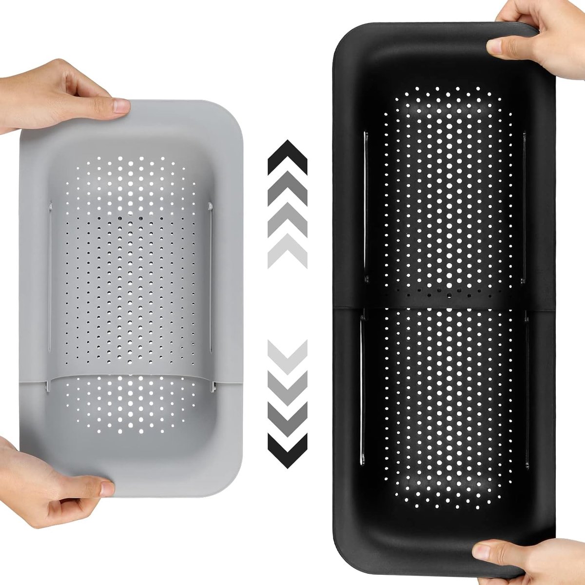 Goedkoopste 2 stuks zeef voor spoelbak, uittrekbaar, wasbakzeef, ideaal voor het wassen van groenten en fruit, gekookte pasta afdruipen, 36 ~ 49 l x 20 b x 6 cm