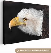 Gros plan d'un aigle sur fond noir toile 2cm 90x60 cm - Tirage photo sur toile (Décoration murale salon / chambre)