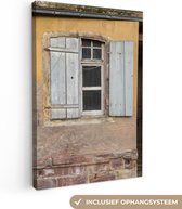 Canvas Schilderij Oud raam met oude luiken - 80x120 cm - Wanddecoratie