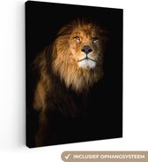 Tableau Toile Lion - Portrait - Zwart - 90x90 cm - Décoration murale