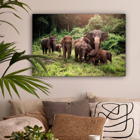 Tableau sur toile éléphant coloré 80x60 - Accessoires de décoration de  chambre