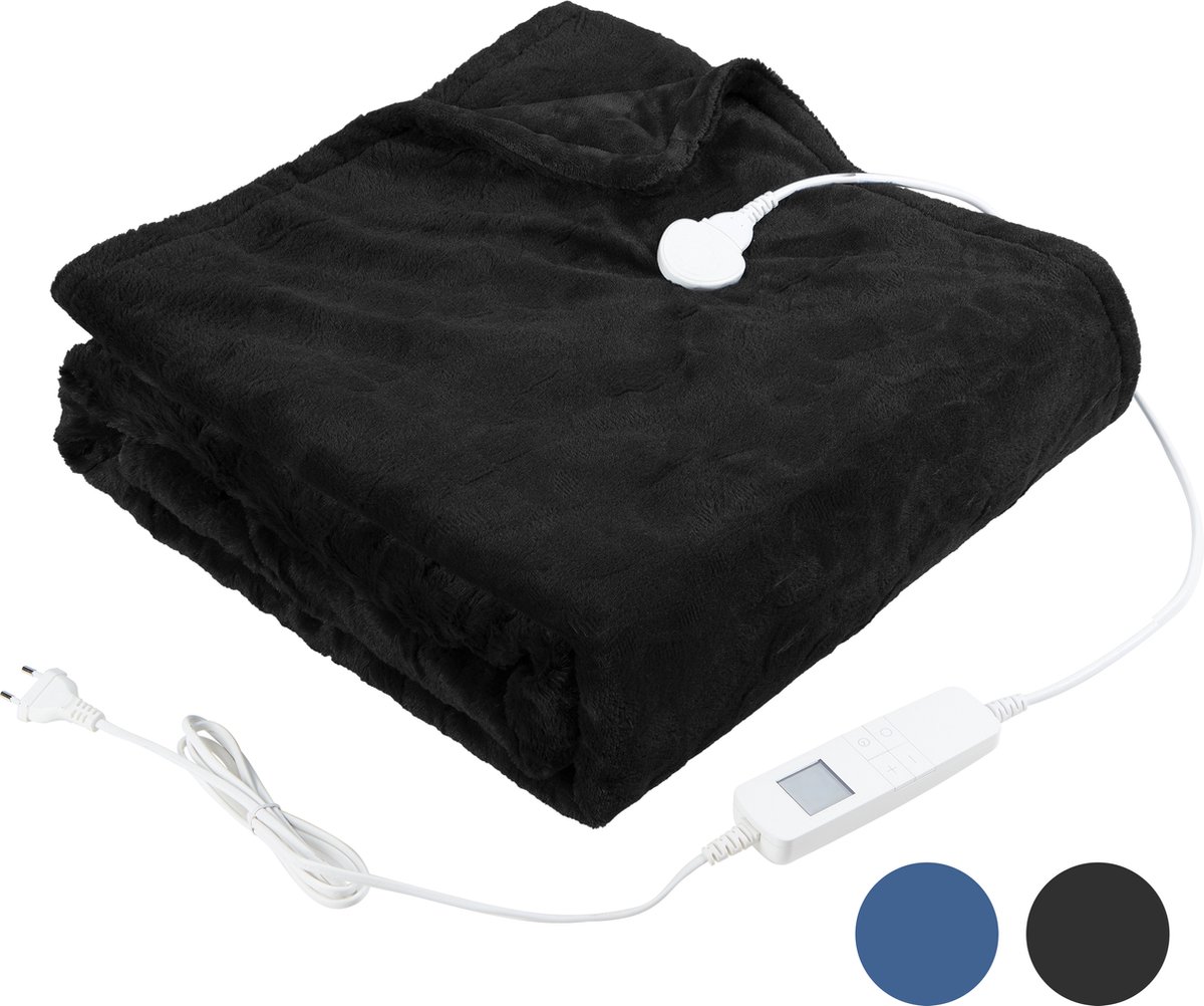 #3. MOA Elektrische Deken – Flannel Fleece – Bovendeken – Superzacht – 180×130 – Zwart – EOB180B
