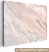 Schilderij Abstract - Marmer - Patronen - Roze - 80x60 cm - Muurdecoratie