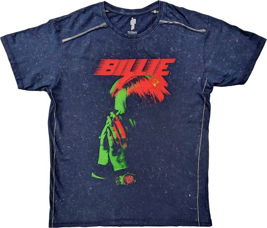 Billie Eilish - Hands Face Heren Tshirt - Blauw