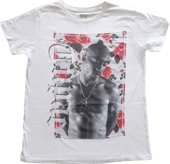 Tupac - Floral Dames T-shirt - XS - Wit