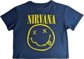 Nirvana - Yellow Happy Face Flower Sniffin Crop top - 2XL - Blauw