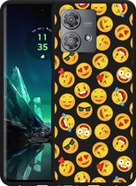 Cazy Hoesje Zwart geschikt voor Motorola Edge 40 Neo Emoji