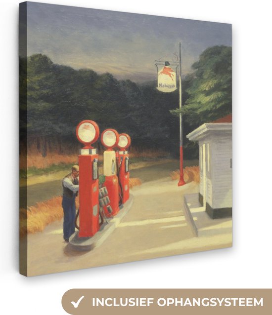 Canvas Schilderij Benzine - Edward Hopper - Wanddecoratie