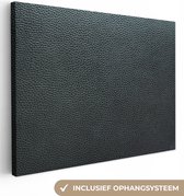 Canvas Schilderij Leer - Structuur - Zwart - Groen - Licht - 80x60 cm - Wanddecoratie