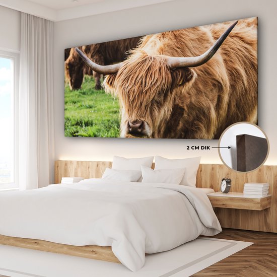 Décoration murale - Vache - Highlander - Animaux - Peinture sur Toile - 160x80 cm