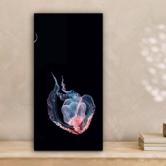 Tableau sur toile Méduse - Animaux aquatiques - Zwart - 20x40 cm - Décoration murale