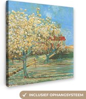 Canvas Schilderij Boomgaard in bloei - Vincent van Gogh - 90x90 cm - Wanddecoratie