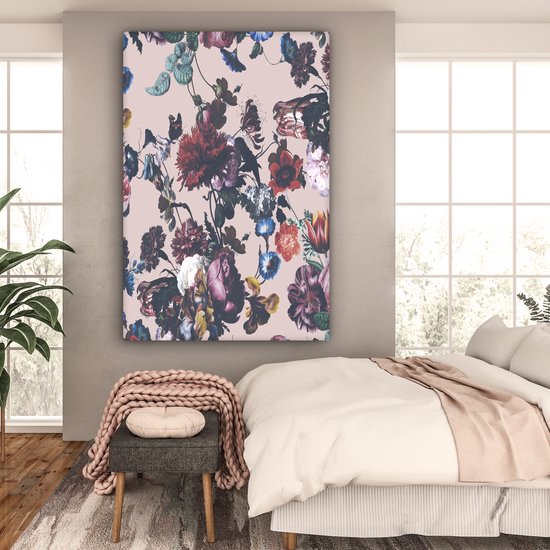 Peintures sur Toile - Fleurs - Motifs - Vintage - 120x180 cm - Décoration murale XXL