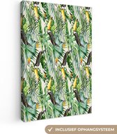 Canvas Schilderij Paradijsvogelplant - Toekan - Tropisch - 40x60 cm - Wanddecoratie