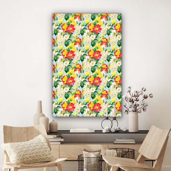 Tableau sur toile Fleurs - Pastel - Couleurs - 90x140 cm - Décoration murale
