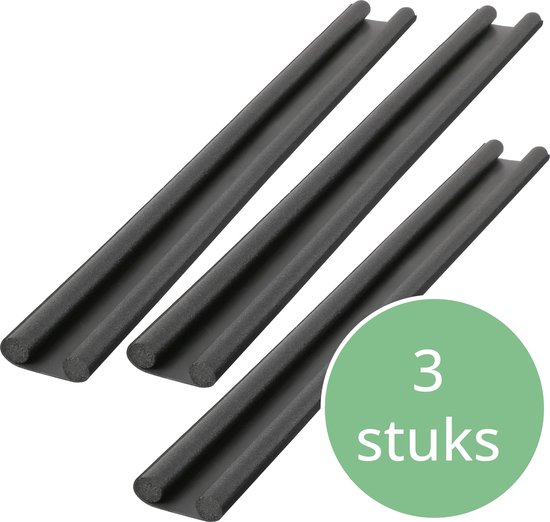 Set van 3 Zwarte Tochtstrips van 93 cm voor een Tochtvrije Woning - Tochtstrip Deur - Universele Tochtstrip - Op maat te knippen- Zwart