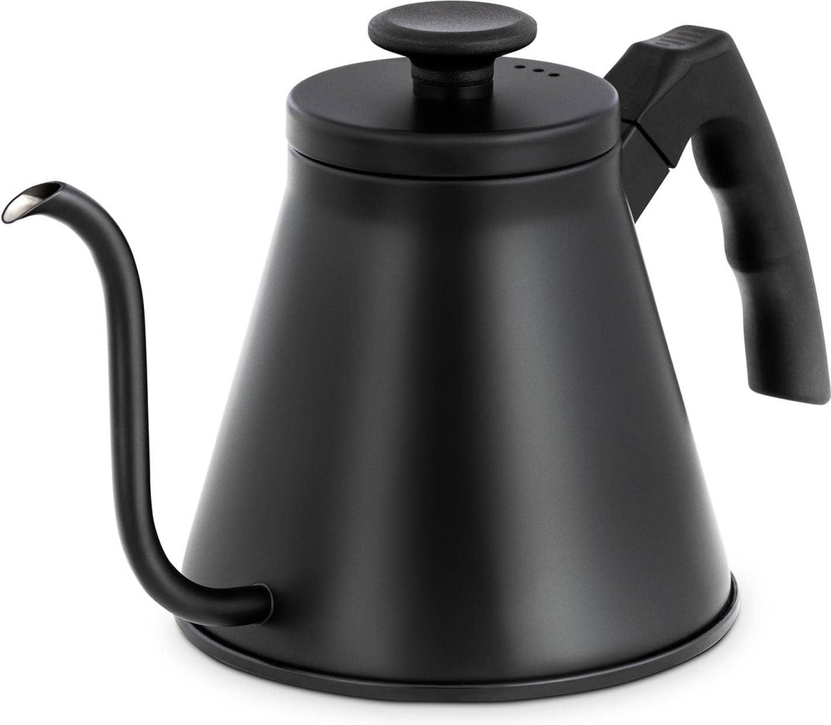 Easyworkz Zwanenhals Giet Over Koffieketel 600ml Roestvrij Staal Hand Druppel Koffiepot Met Lange Smalle Uitloop, Mat Zwart