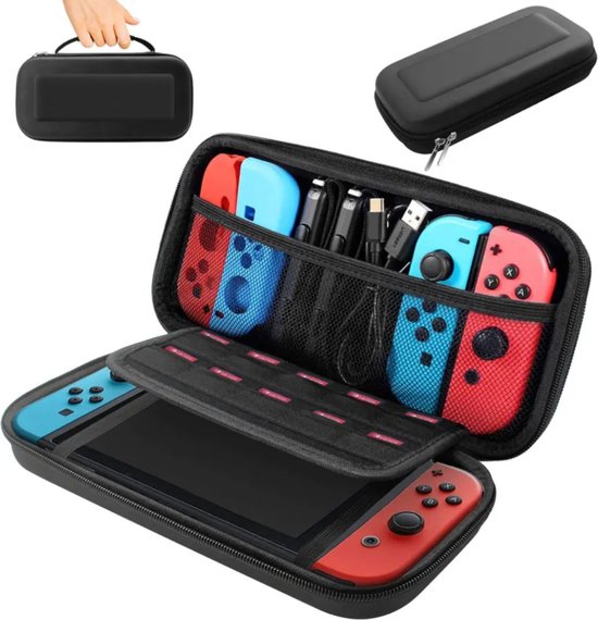 By Qubix Geschikt voor Nintendo Switch Accessoires Case - Zwart - Hoes - Tas – Ruimte voor 10 games en overige accessoires
