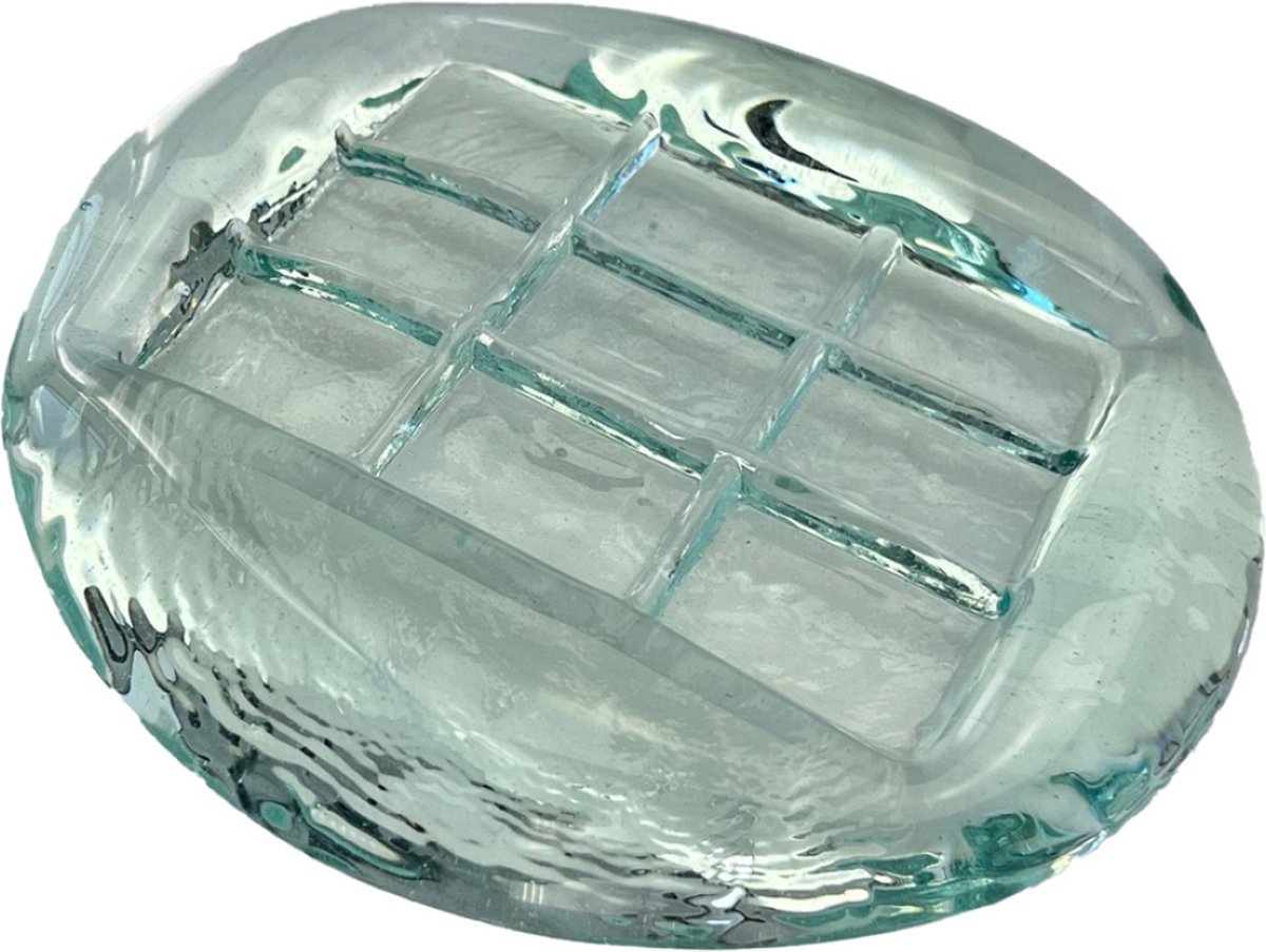 Zeephouder Ovaal | gerecycled glas | groen | mond geblazen | Mas du Roseau