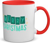 Akyol - kerst mok merry christmas koffiemok - theemok - rood - Kerstmis - kerst beker - winter mok - kerst mokken - christmas mug - kerst cadeau - 350 ML inhoud