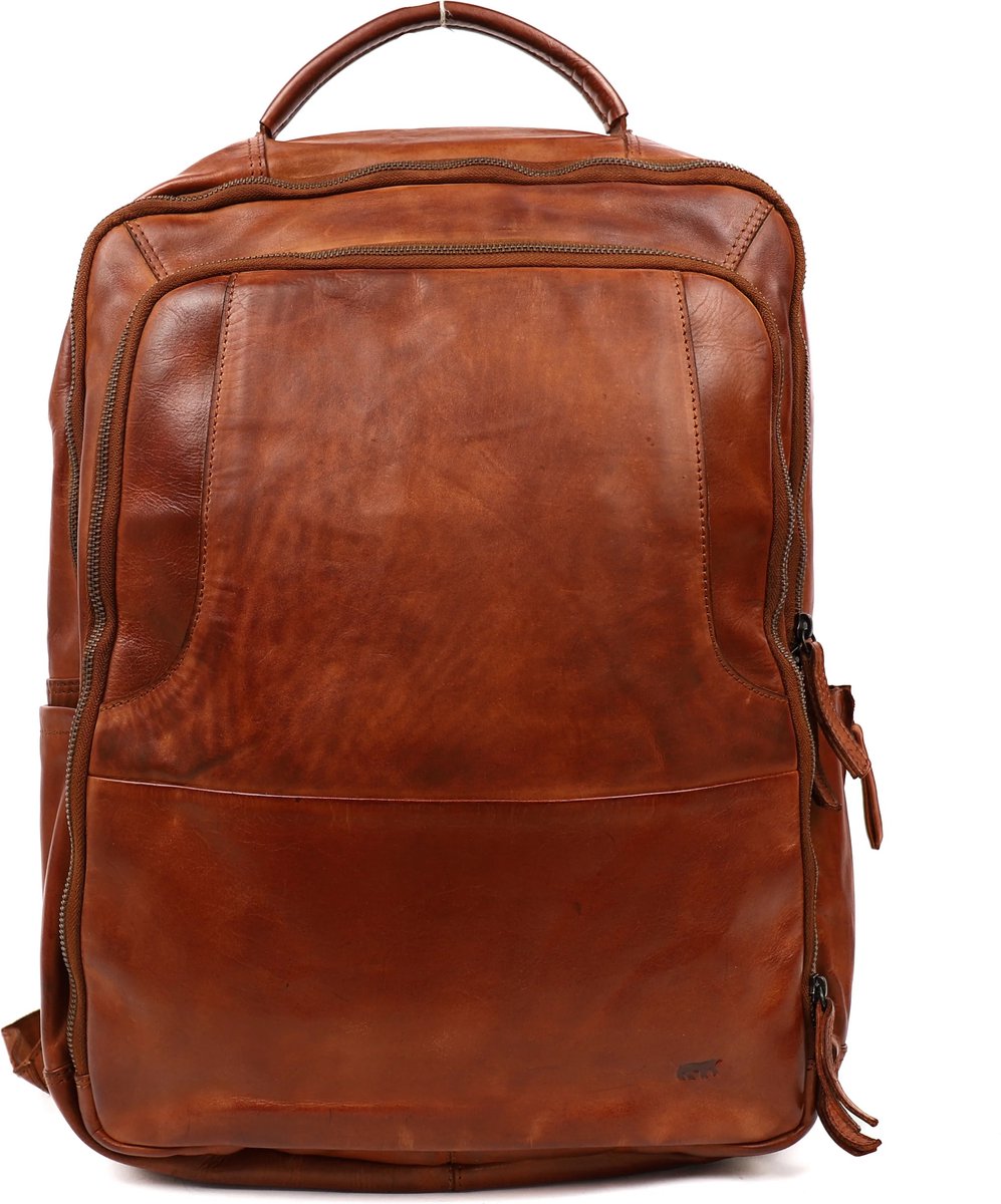 Bear Design Jayden XL Leren Laptoprugzak - 17,3 inch - Cognac