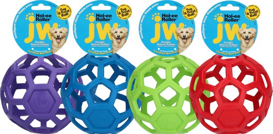 JW HOL-EE ROLLER – Hondenspeeltje - Hondenspeelgoed - Hondenbal - S - Ø 9 cm - Natuurrubber - Assorti