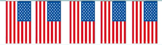 Papieren slinger Amerika/USA - 4 meter - Amerikaanse vlaggetjes - Supporter feestartikelen - Landen decoratie/versiering