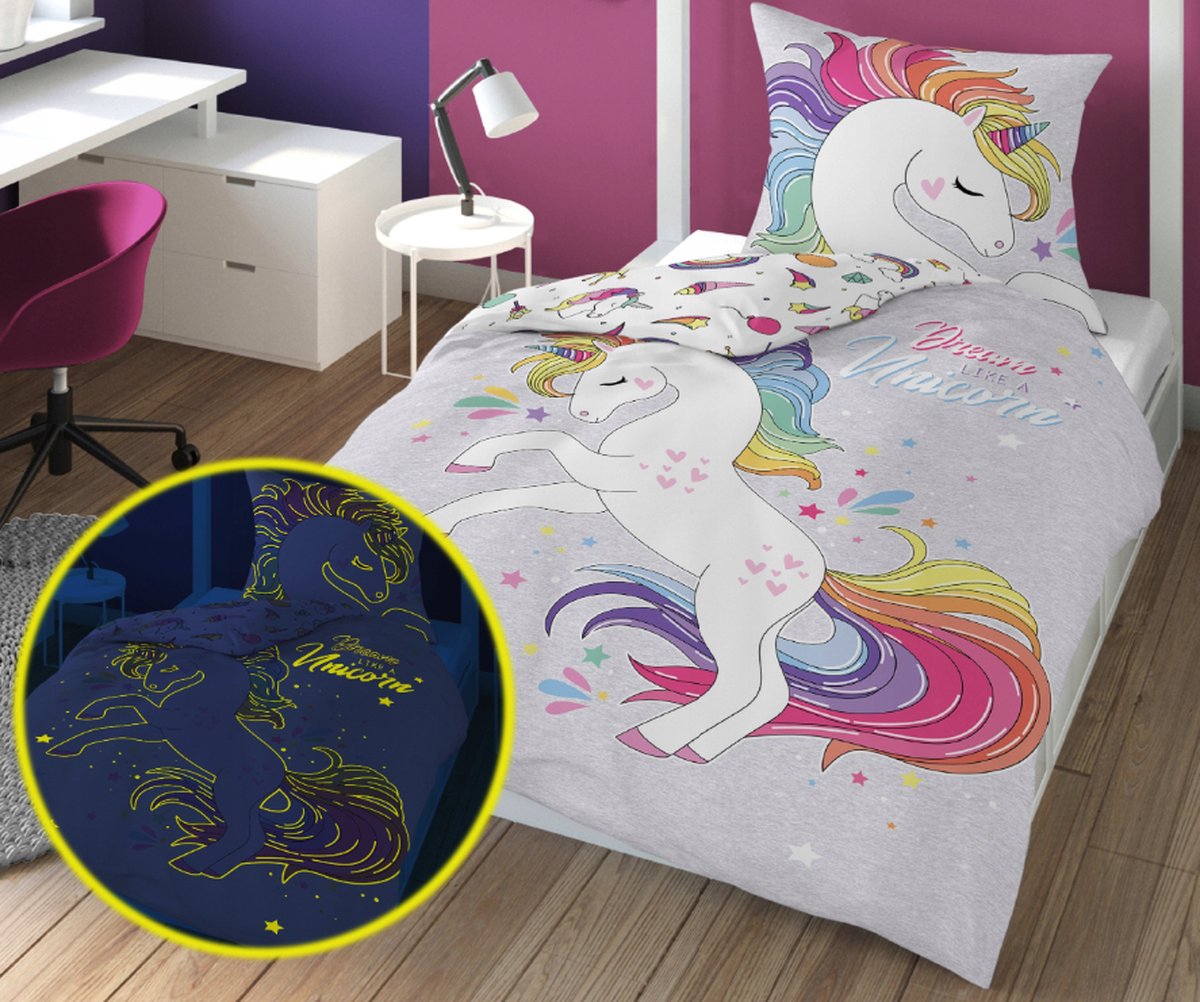 Housse de couette Unicorn brille dans le noir 120x150 cm