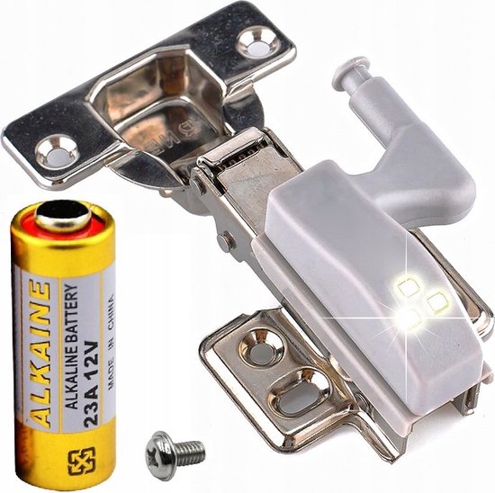4 stuks ledlamp voor scharnierende kastdeuren - 3 leds - 23A batterij inbegrepen
