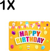 BWK Stevige Placemat - Happy Birthday - Vlaggen - Balonnen - Set van 1 Placemats - 35x25 cm - 1 mm dik Polystyreen - Afneembaar